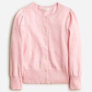 Crewcut Girls' puff-sleeve cotton cardigan sweater